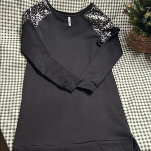 Fabkids Black Top with Sequin Shoulders